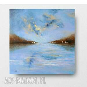 Białe łodzie - obraz akrylowy na płótnie 60x60 cm