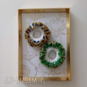 zestaw gumek do włosów, scrunchie frotka, ręcznie robiona