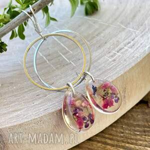 herbarium jewelry kolczyki z różowymi kwiatami w żywicy k288