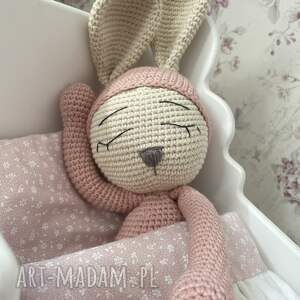 maskotka króliczek baby róż 45 cm, zabawka, zabawka szydełkowa pokój dziecka