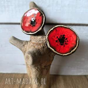 pierścionki maczki 2 szt ceramika mak