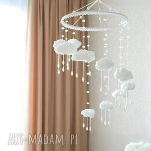 Karuzela niemowlęca z kryształkami i chmurkami - dekoracyjny mobil