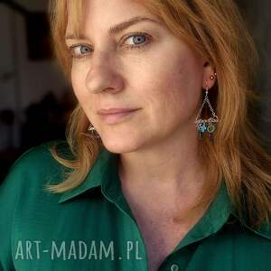 Kolczyki wiszące koraliki, szkiełka Box X1, kol, boh, fri