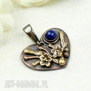 hand-made wisiorki wisiorek w kształcie serca z lapis lazuli c855 -4