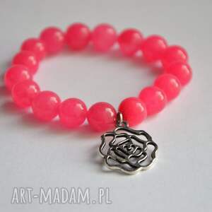 handmade bracelet by sis: różowe kamienie z różą
