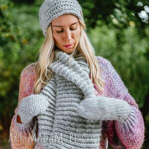 Komin MERINO “Wybielony szary”, z wełny