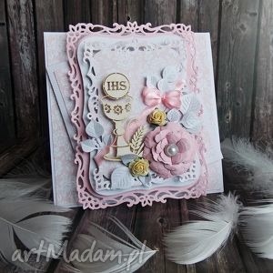 ręcznie robione scrapbooking kartki pamiątka komunii świętej