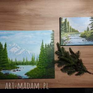 Prezent ZESTAW RĘCZNIE MALOWANYCH OBRAZÓW - WIOSENNO LETNI PEJZAŻ
