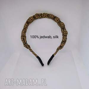 Pleciona, jedwabna, drobna na głowę, wąska opaska