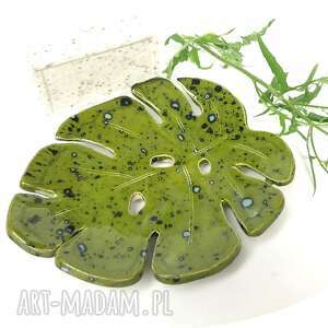 ceramiczna mydelniczka ręcznie robiona zielony smok,polskie rękodzieło