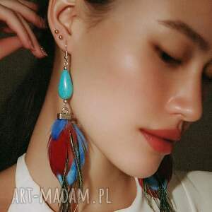 Dlugie kolczyki pióra kol, fol, dam, et, boh, fri