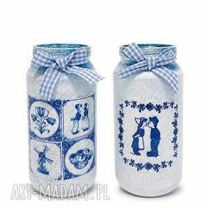 Komplet 2 ozdobnych słoiczków decoupage - styl holenderski