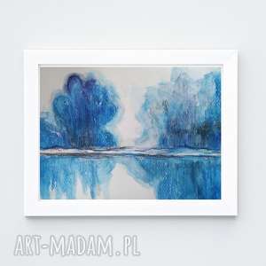 niebieskie drzewa - akwarela formatu 18/24 cm