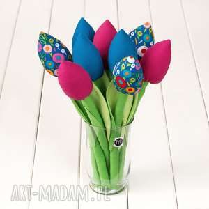 tulipany bawełniany kolorowy bukiet, kolorowa dekoracja prezent