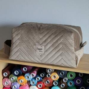 beżowa kosmetyczka m, organizer, etui torebki prezent