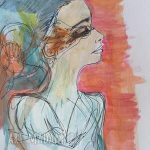 Tajemnicza wróżka ze snu - autorska grafika A4 mixed media