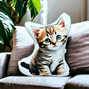 handmade poduszka z kotkiem mały kotek, ozdobna poduszka do salonu dla dziecka rudy