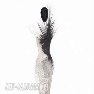 kobieta - mała czarna grafika czarno-biała, abstrakcja minimalizm plakat