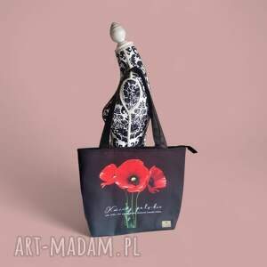 torba anuszka z zamkiem - maki kolekcji kwiaty polskie, torebka ramię