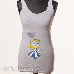 handmade bluzki malowana ręcznie koszulka - dziewczynka z rybą najeżką