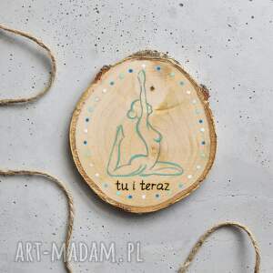 podkładka pod kubek z serii joga 3 rustykalny styl, medytacja drewniane