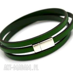 bransoletka skórzana magnetoos triple green, rzemień potrójna, magnetyczne