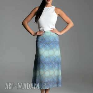 handmade spódnice długa letnia spódnica trapezowa w kolorze błękitno - turkusowym