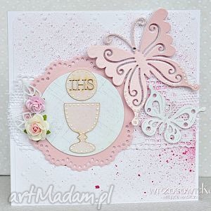 handmade scrapbooking kartki komunia św. Kartka dla dziewczynki