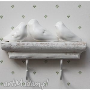 wieszak z ptaszkami ii, ptak, vintage, ceramika romantyczny