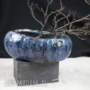 pojemnik na ikebanę - granatowy - Ceramika