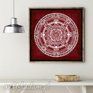 mandala czerwona 50x50cm, plakat wydruk