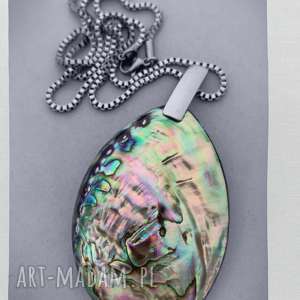 naszyjnik z muszlą paua abalone, elegancki wisior jesień wisior