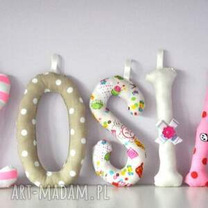 literki szyte imię zosia ozdoba pokoju - pinezka pokoik dziecka