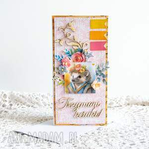 handmade scrapbooking kartki kartka uniwersalna - trzymam kciuki! Z panną jeżykową