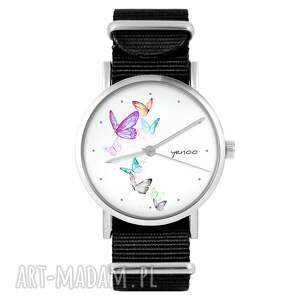 zegarek - motyle czarny, nylonowy bransoletka nato, modny prezent