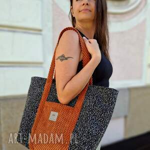 miejska z plecionki Czarno Ruda, torba XL, duża shopperka