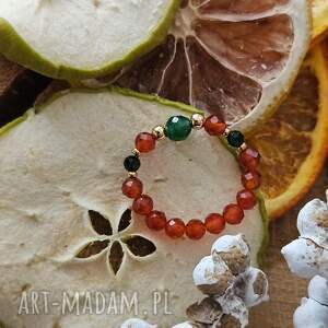 świąteczny prezent Elastyczny pierścionek z jadeitem i szmaragdem