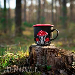 kubek muchomor z przykrywką i zaparzaczem - Pracownia Szafran dom kubki