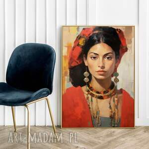 portret kobiety - plakat 50x70 cm wnętrza, salonu
