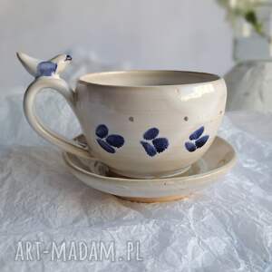 filiżanka ze spodkiem mniejsza ceramika do herbaty, prezent handmade