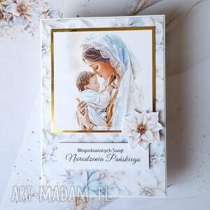 scrapbooking kartki kartka świąteczna z maryją i dzieciątkiem jezus iii