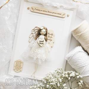 duża pamiątka chrztu świętego - aniołek w ramce na chrzest pomysł prezent