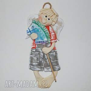 hej pojadę - aniołek z masy solnej, prezent, dekoracja aniołki