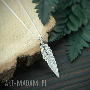 srebrny wisiorek liść paproci, naszyjnik z listkiem, las