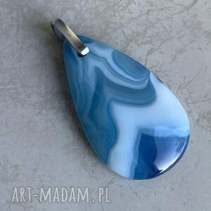 wyjątkowe prezenty, wisiorek laguna, zawieszka z agatu, srebrna krawatka