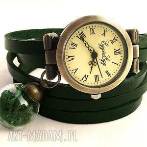 handmade zegarki prawdziwy mech - zegarek/bransoletka na skórzanym pasku