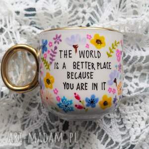 kubki ręcznie malowany kubek kwiaty, prezent dla przyjaciółki, upominek mamy