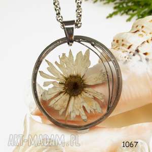 z1067 sale naszyjnik z suszonymi kwiatami, herbarium jewelry, kwiaty w żywicy