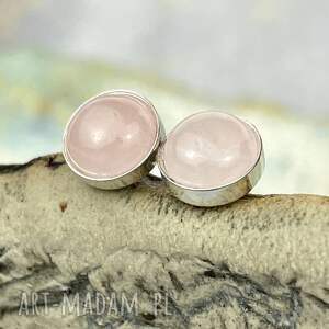 Srebrne sztyfty z kwarcem różowym d193, różowe