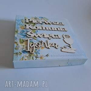 kartka w pudełku na komunię komunia